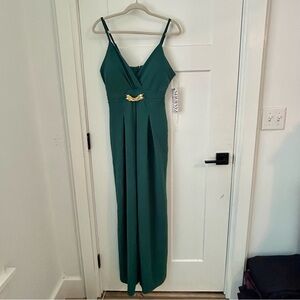 Almost Famous Green Jumpsuit with Gold Detail